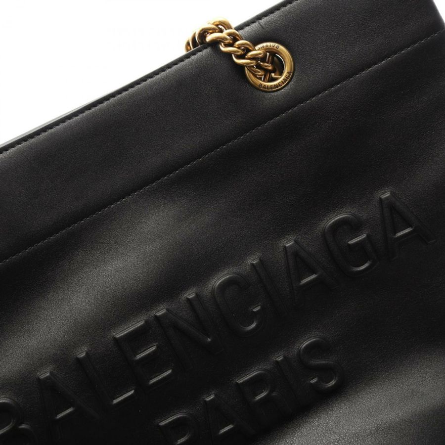 BALENCIAGA DUTY FREE 中型鏈條單肩托特包 760013 皮革 黑色 二手-7