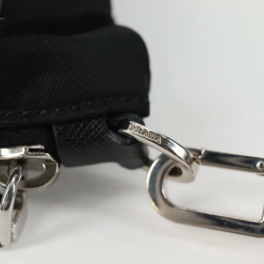 【日本直送】PRADA 手拿包 Saffiano 尼龍 黑色 銀色 Auth am9108V-8
