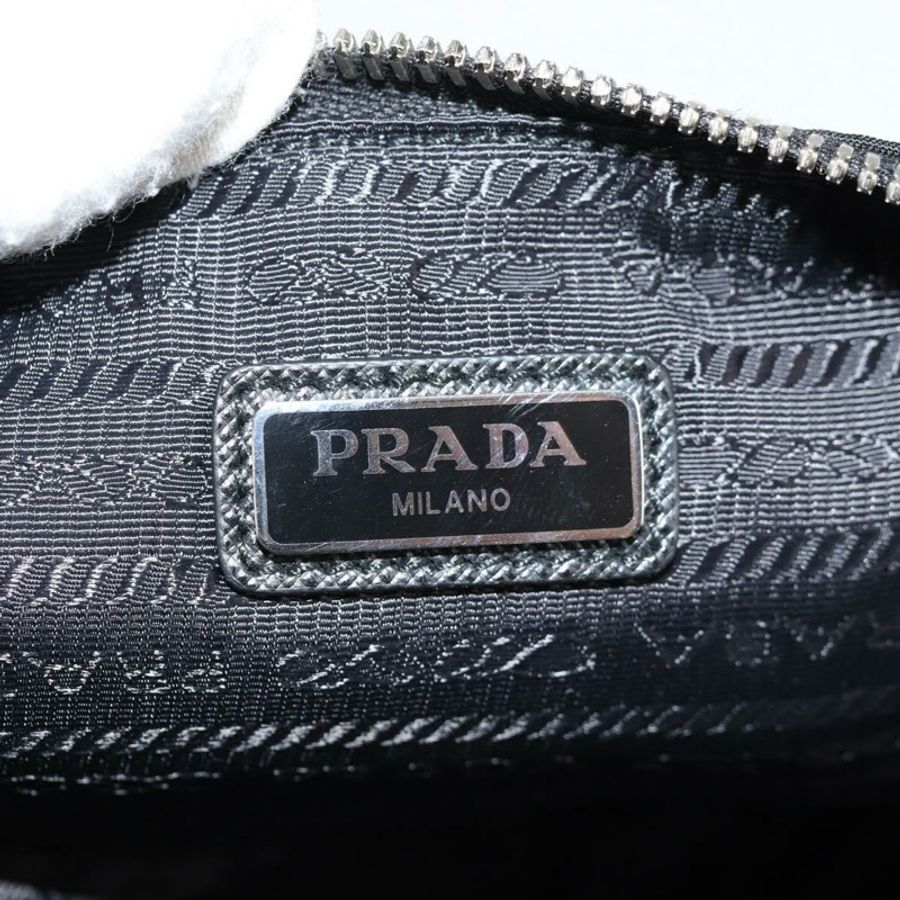 【日本直送】PRADA 手拿包 Saffiano 尼龍 黑色 銀色 Auth am9108V-18