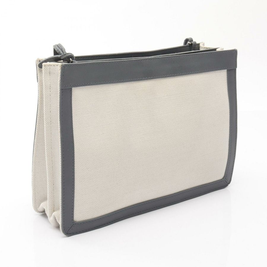 BALENCIAGA 海軍藍 Pochette 單肩包 339937 帆布皮革 米色 灰色 二手-1