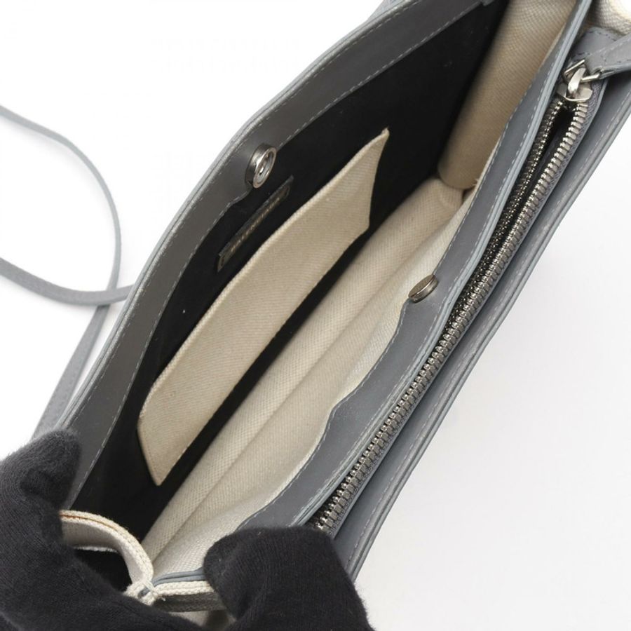BALENCIAGA 海軍藍 Pochette 單肩包 339937 帆布皮革 米色 灰色 二手-2