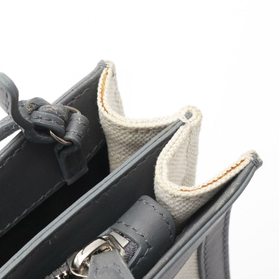 BALENCIAGA 海軍藍 Pochette 單肩包 339937 帆布皮革 米色 灰色 二手-7