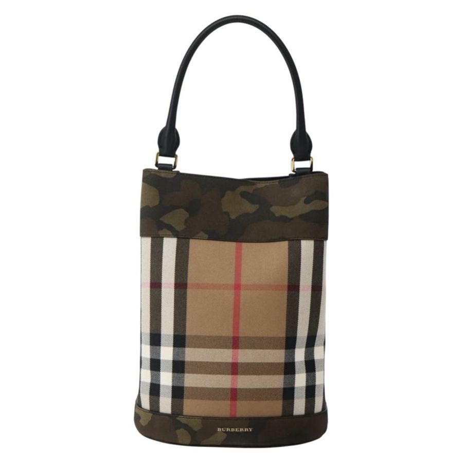 【日本直送】BURBERRY Nova 格紋帆布手提包 米色 金色 正品 143198-12