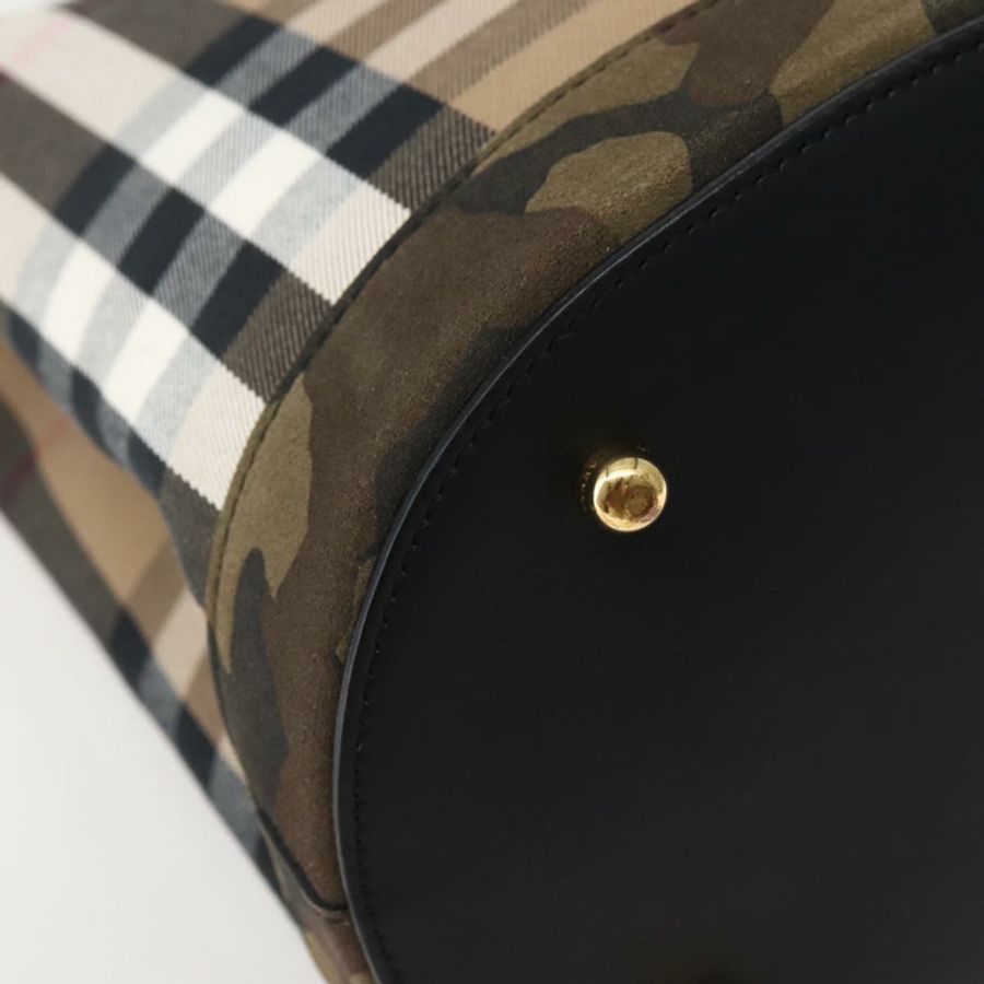 【日本直送】BURBERRY Nova 格紋帆布手提包 米色 金色 正品 143198-13