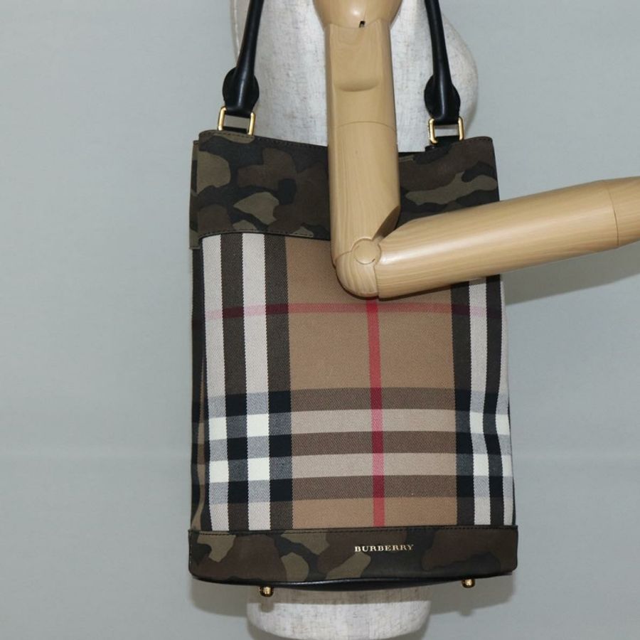 【日本直送】BURBERRY Nova 格紋帆布手提包 米色 金色 正品 143198-20