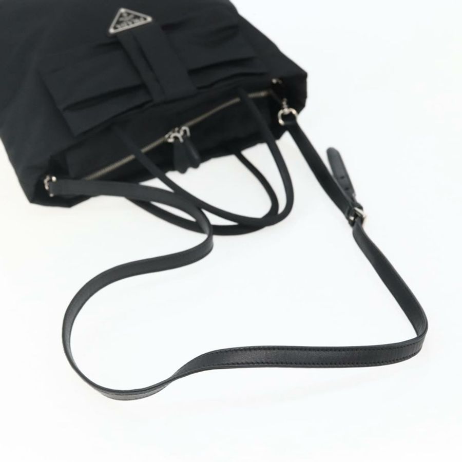 【日本直送】PRADA 尼龍雙肩手提包 黑色 銀色 正品 139041V-7