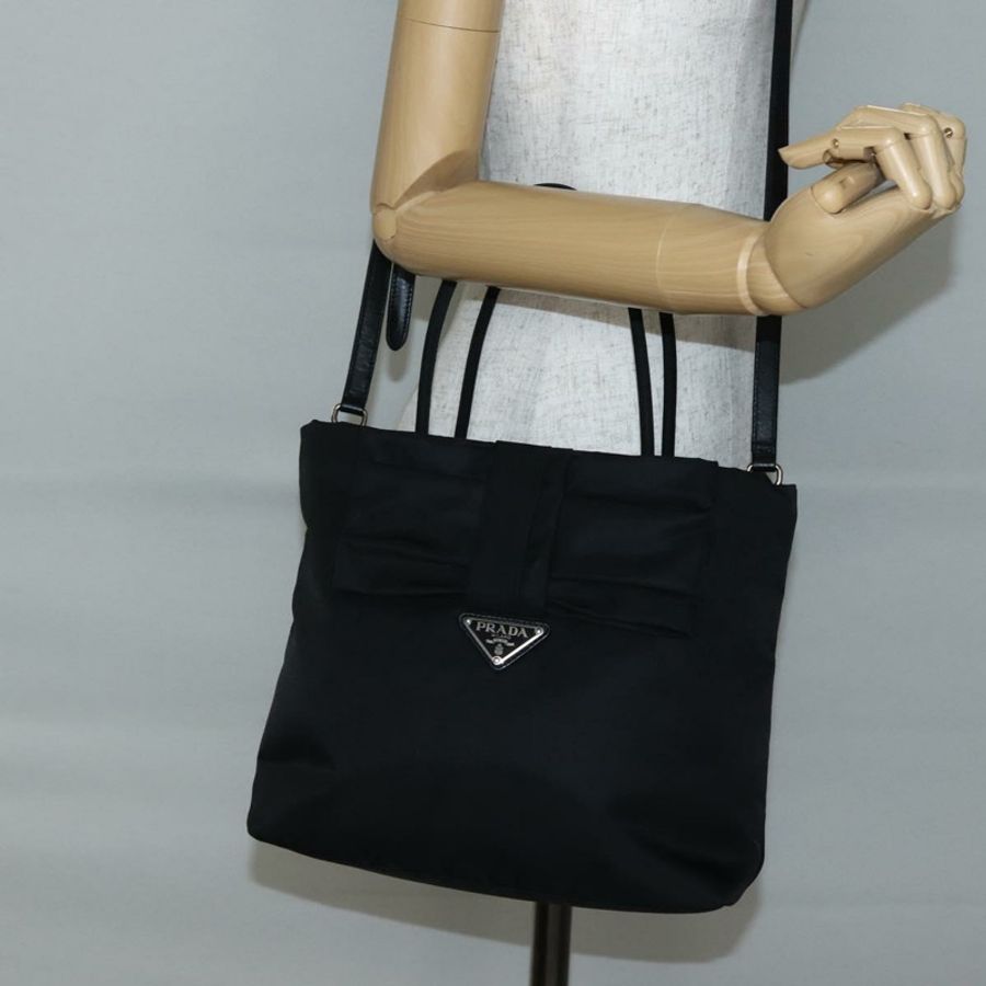 【日本直送】PRADA 尼龍雙肩手提包 黑色 銀色 正品 139041V-25