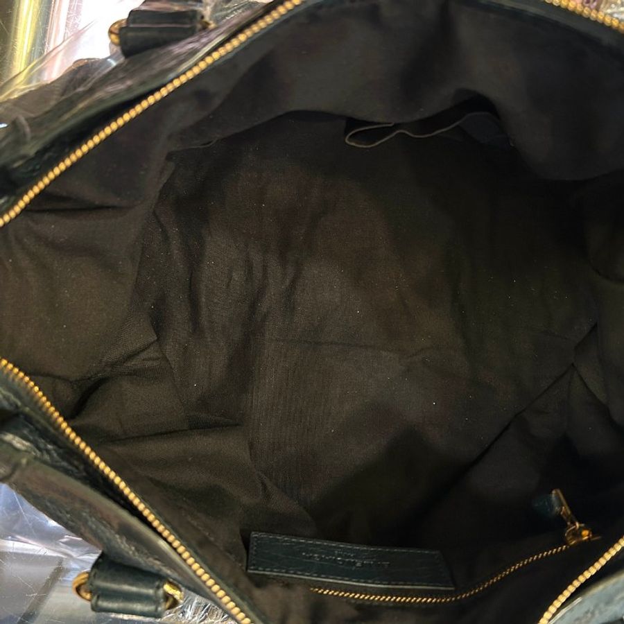 Balenciaga墨綠色金扣提背二用機車包-6