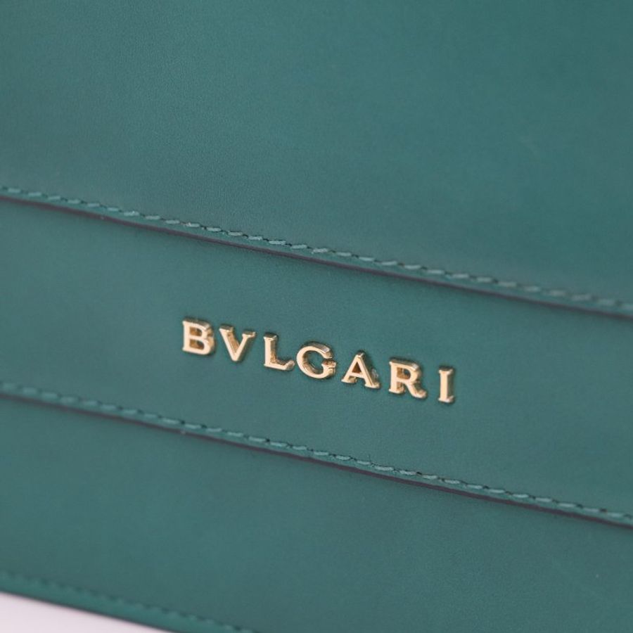 Bvlgari 寶格麗 祖母綠 牛皮 琺瑯蛇頭 Serpenti Forever 淡金色 鏈條包 信封包-11