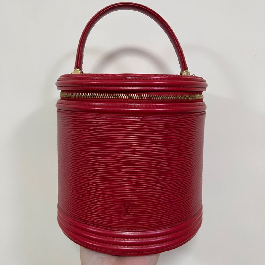 中古Louis Vuitton Epi Cannes 紅色手提包化妝袋收藏品-5