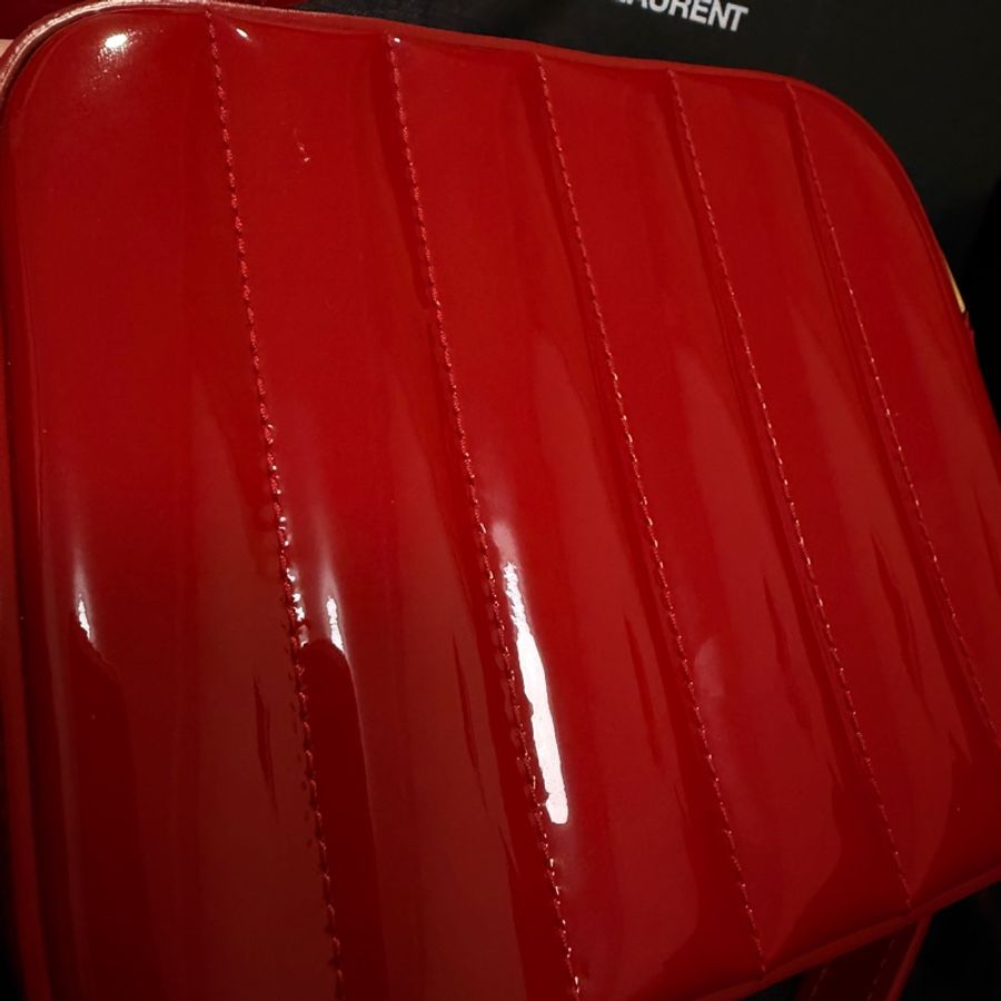 正品 SAINT LAURENT 紅 漆皮 VICKY 肩背包 斜背包 方胖子-8