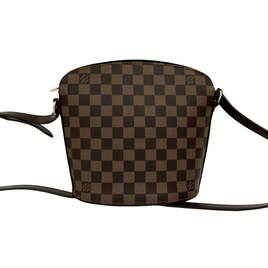 幾乎未使用 Louis Vuitton Drouot Damier 皮革肩背包/小袋/挎包棕色(11594)-0
