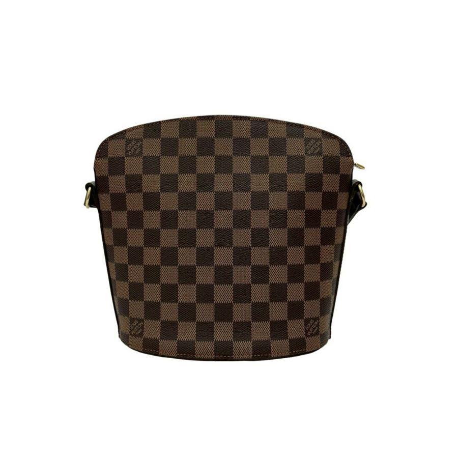 幾乎未使用 Louis Vuitton Drouot Damier 皮革肩背包/小袋/挎包棕色(11594)-2