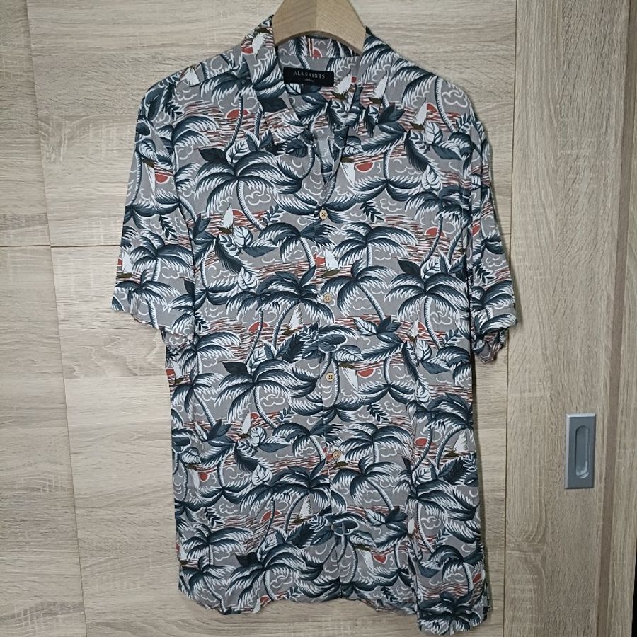 Allsaints 滿版 椰子樹 夏威夷襯衫 開領襯衫 男S-0