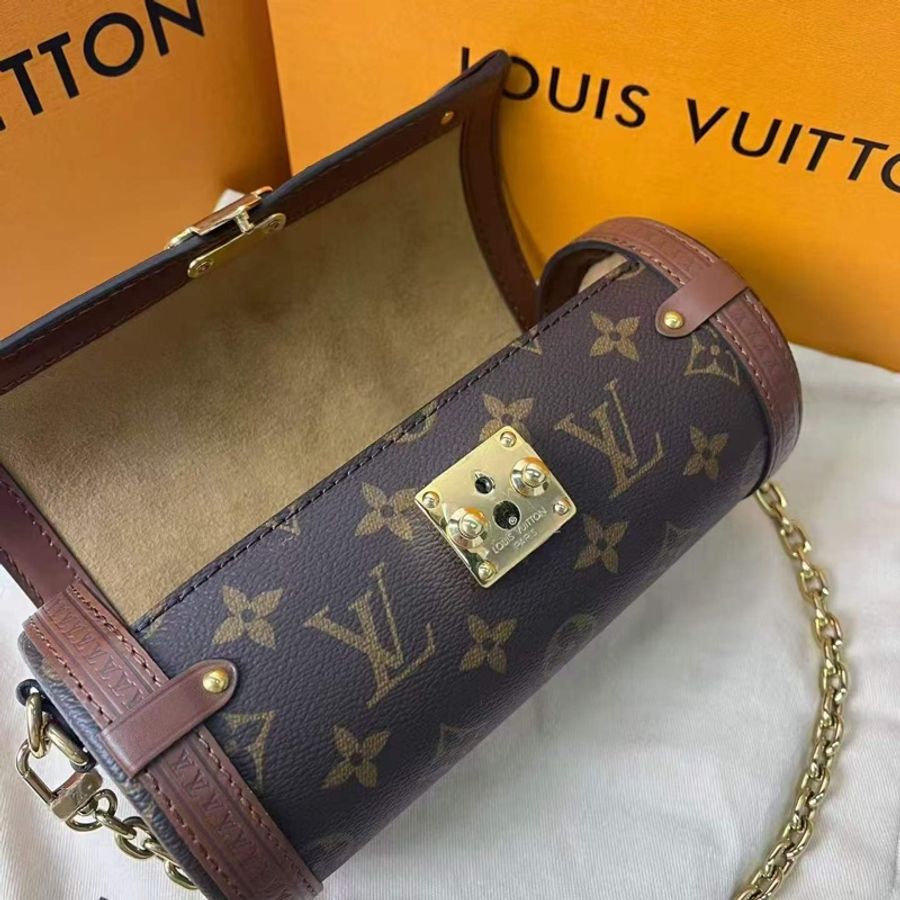 LV PAPILLONTRUNK老花圓筒肩背斜背包20*9*9 99新配件塵袋-6