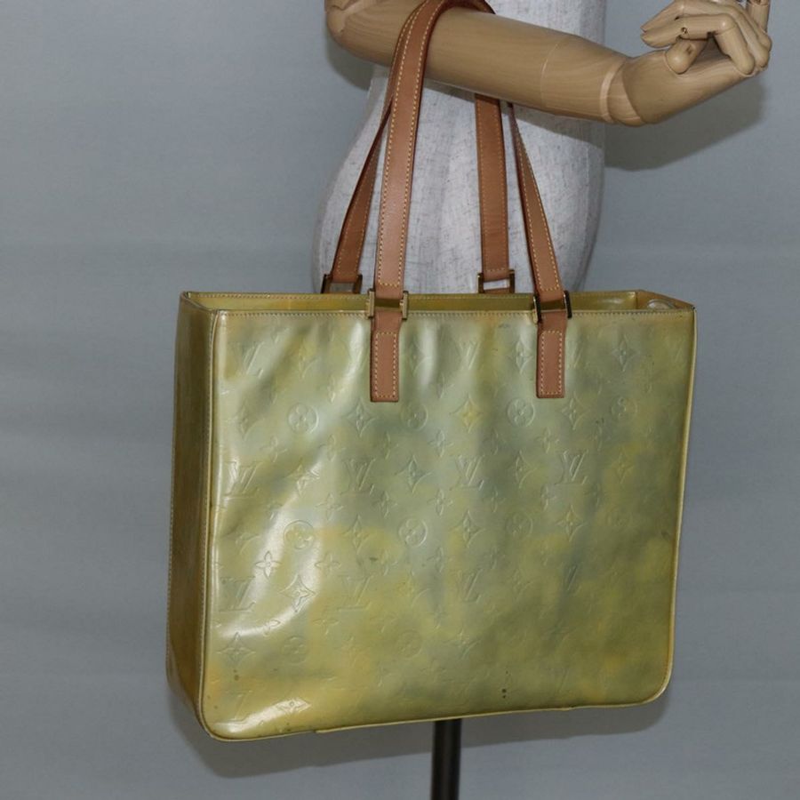 【日本直送】路易威登 Monogram Vernis Columbus 灰色手提包 M91028 LV Auth 146210-21