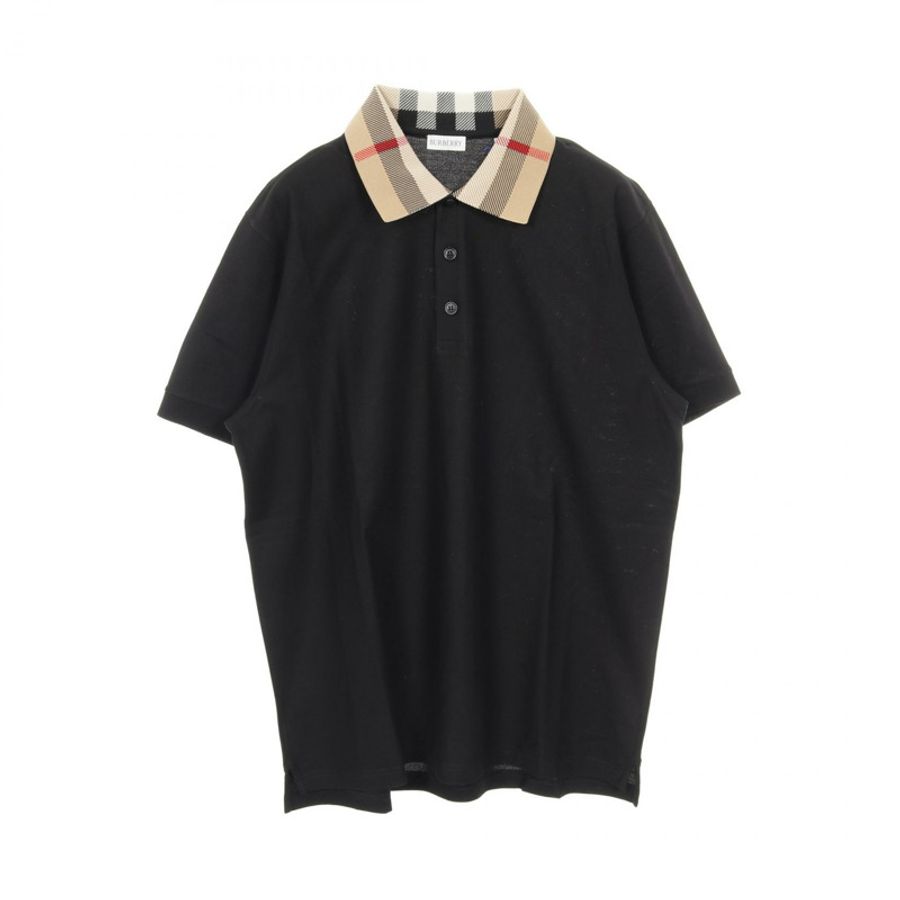 博柏利 (BURBERRY) 翻領格紋 Polo 衫 8071620XL 純棉 黑色 棕色 #XL 全新 男款-0