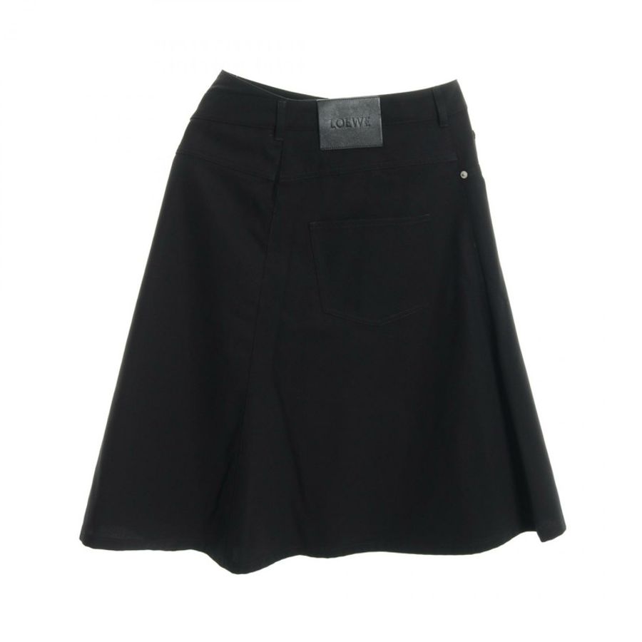 LOEWE A字牛仔短裙,純棉材質,黑色,34碼,二手女款-1