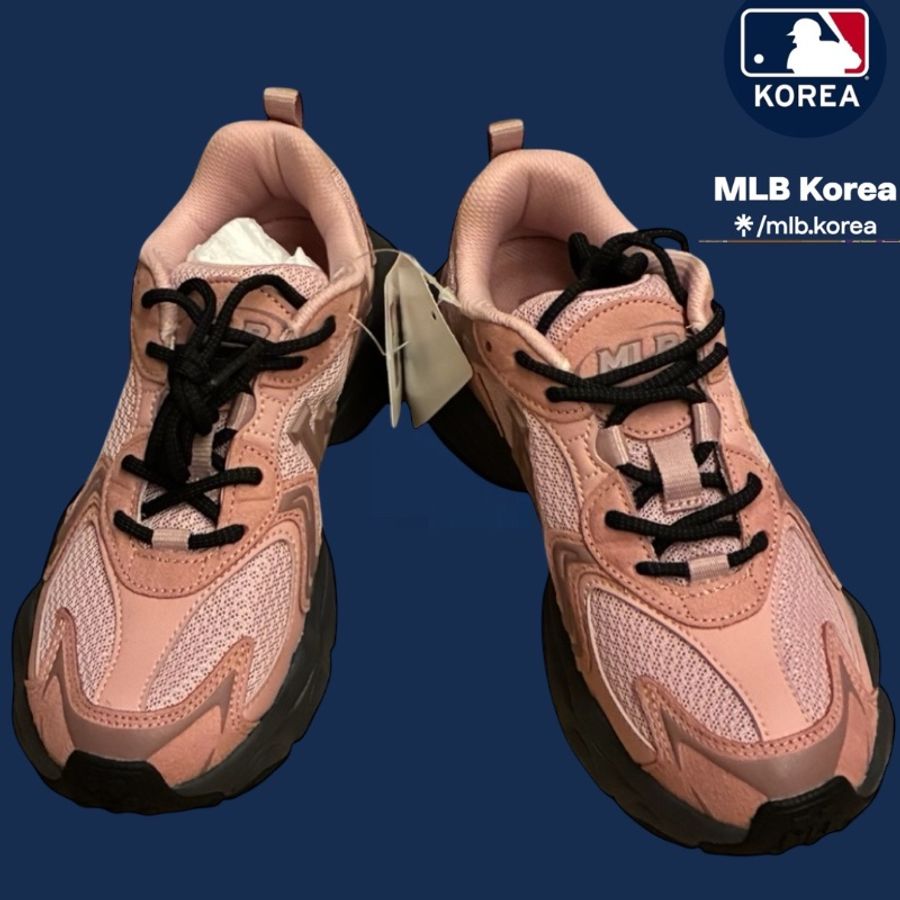 🏆冠軍洛杉磯道奇DOGERS隊-MLB Korea Chunky Runner 老爹鞋 粉黑配色,官網同步上架販售中/粉紅色 (全新未穿過)-6