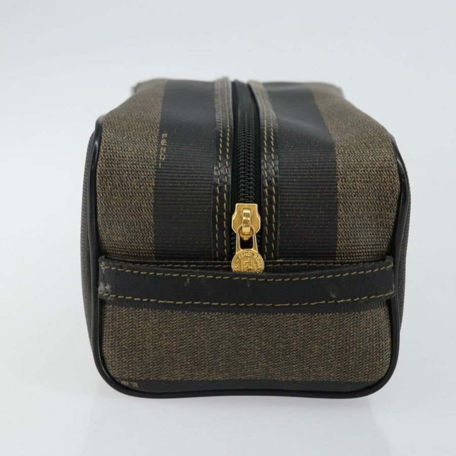【日本直送】FENDI 胡桃色帆布手拿包 PVC 黑色 棕色 金色 正品 144211-3