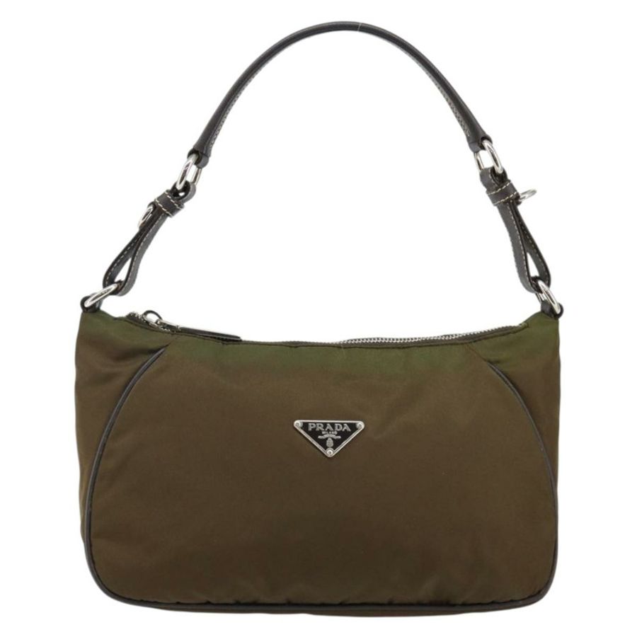 【日本直送】PRADA 尼龍卡其色銀色單肩包 正品 145010-12