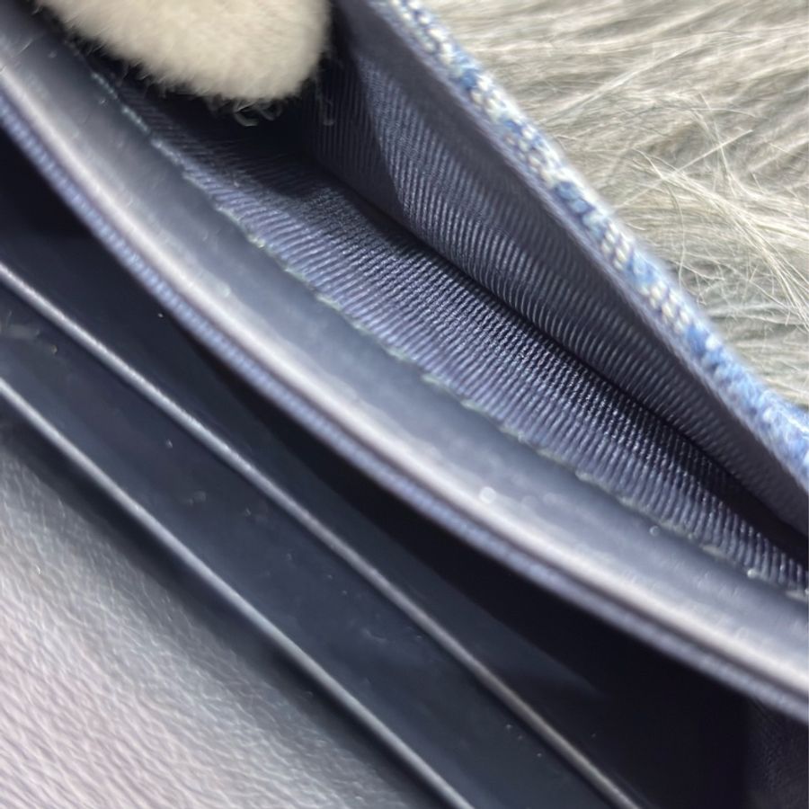 DIOR S5611 藍緹花 金釦SADDLE BLOOM 卡夾 零錢包-23
