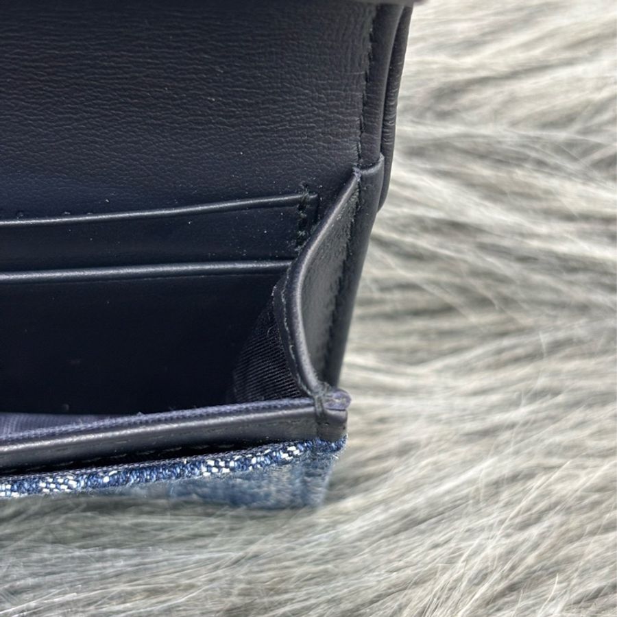 DIOR S5611 藍緹花 金釦SADDLE BLOOM 卡夾 零錢包-28