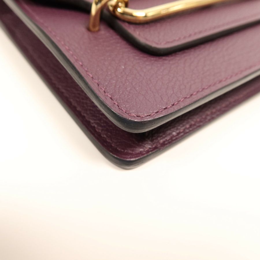 HERMES Evercolour皮革Roulis Slim金扣手拿包Cassis-13
