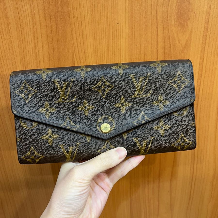 LV 原花金釦Sarah 12卡長夾M60531-0