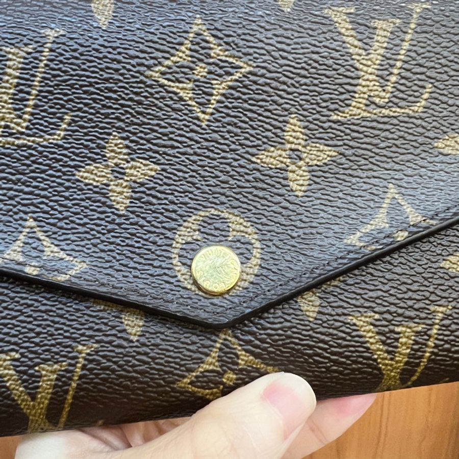 LV 原花金釦Sarah 12卡長夾M60531-1