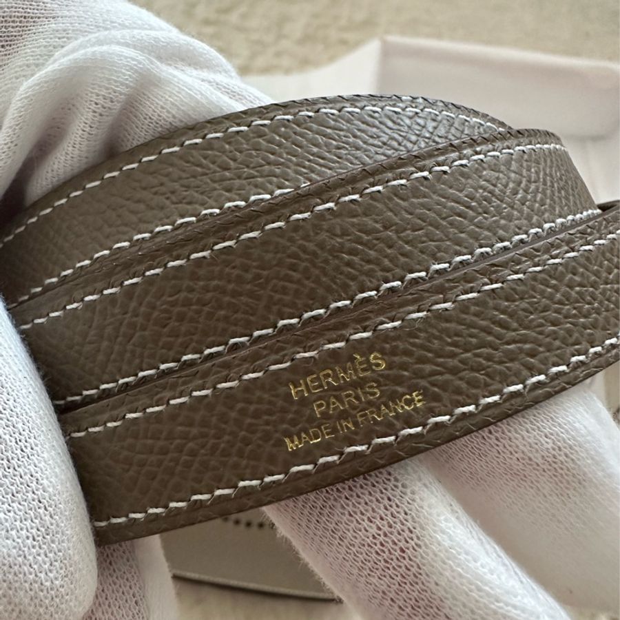 全新 Hermes 2025 k刻 Mini Evelyne二代 大象灰金釦 Epsom皮➕全皮背帶 (東京購入)-4