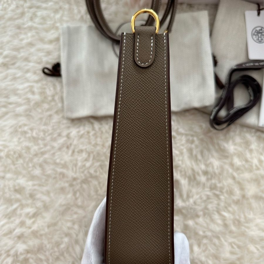 全新 Hermes 2025 k刻 Mini Evelyne二代 大象灰金釦 Epsom皮➕全皮背帶 (東京購入)-8