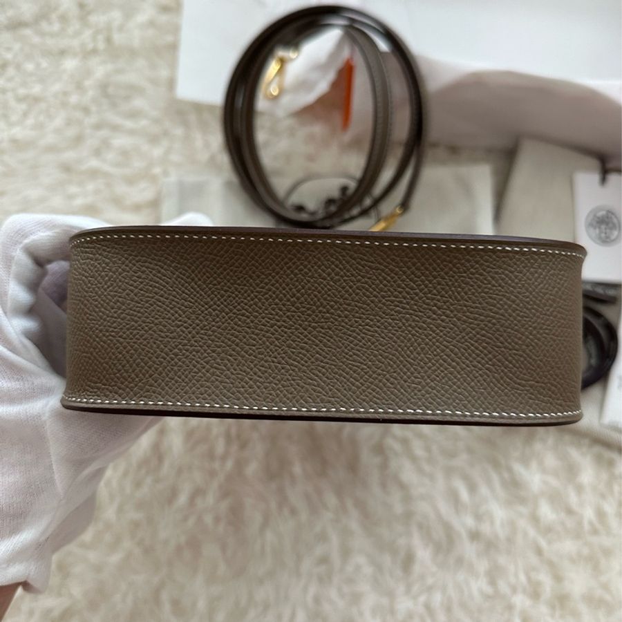 全新 Hermes 2025 k刻 Mini Evelyne二代 大象灰金釦 Epsom皮➕全皮背帶 (東京購入)-12