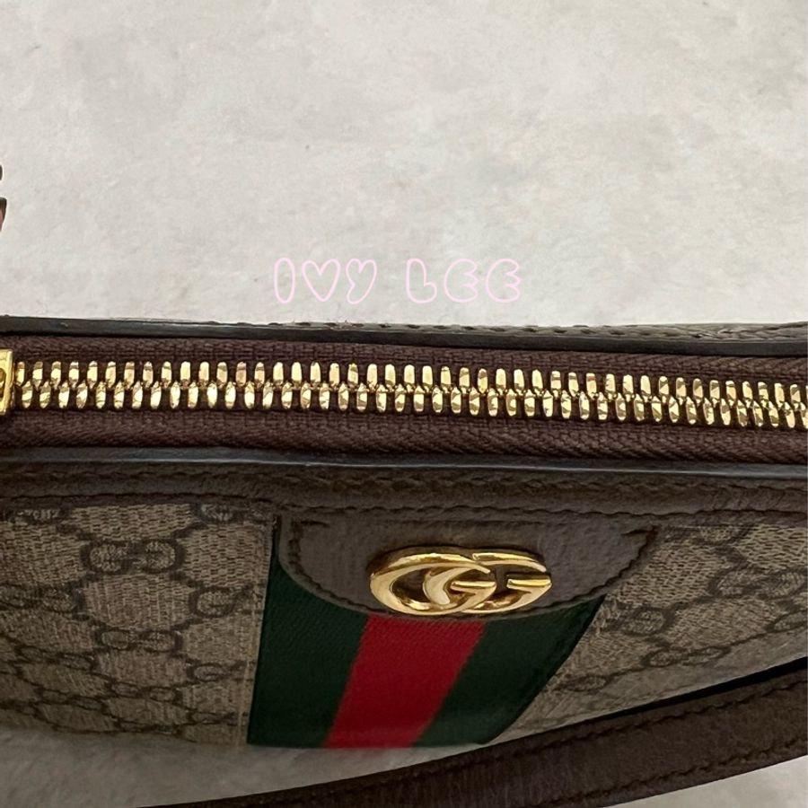 GUCCI 古馳 499621 經典Ophidia系列GG帆布印花拉鍊側肩包 斜背包 貝殼包 正品 二手精品-7