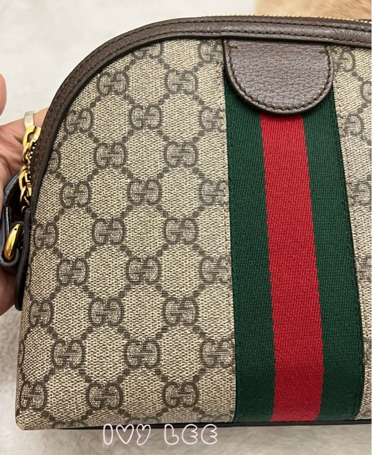 GUCCI 古馳 499621 經典Ophidia系列GG帆布印花拉鍊側肩包 斜背包 貝殼包 正品 二手精品-19