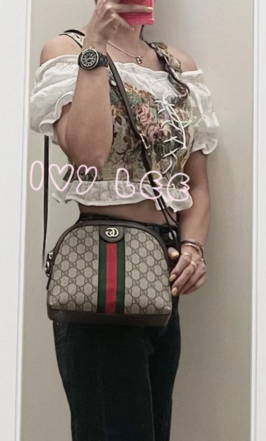 GUCCI 古馳 499621 經典Ophidia系列GG帆布印花拉鍊側肩包 斜背包 貝殼包 正品 二手精品-26