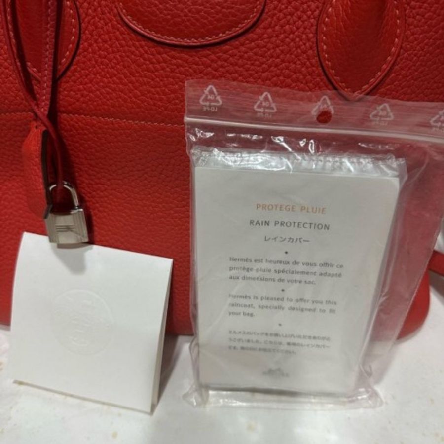 Hermes Bolide 31 銀扣 橘紅 TC 皮-7
