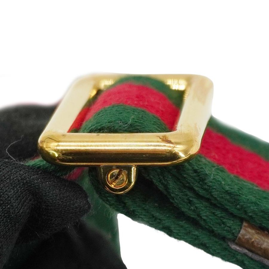 Gucci 展示品 紅綠織帶寵物胸背頸圈-XL(695252-烏木)-6