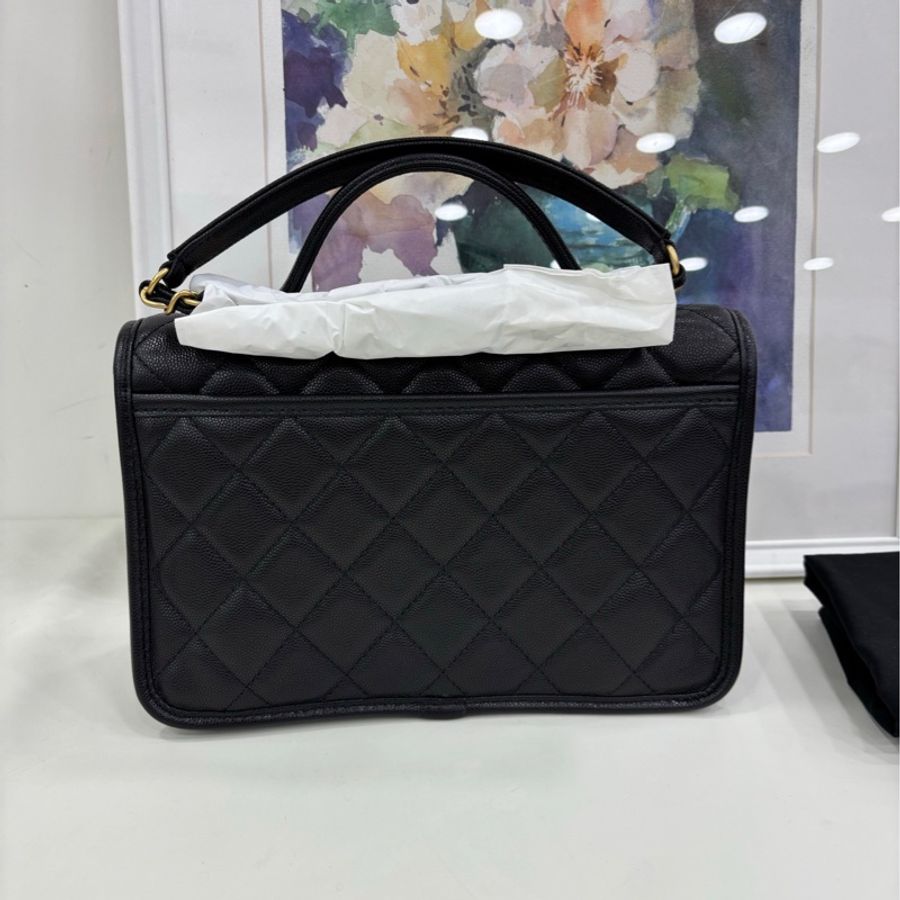 Chanel香奈兒 25B黑金荔枝皮金幣四葉草郵差包!晶片款 全新10.14購證-2