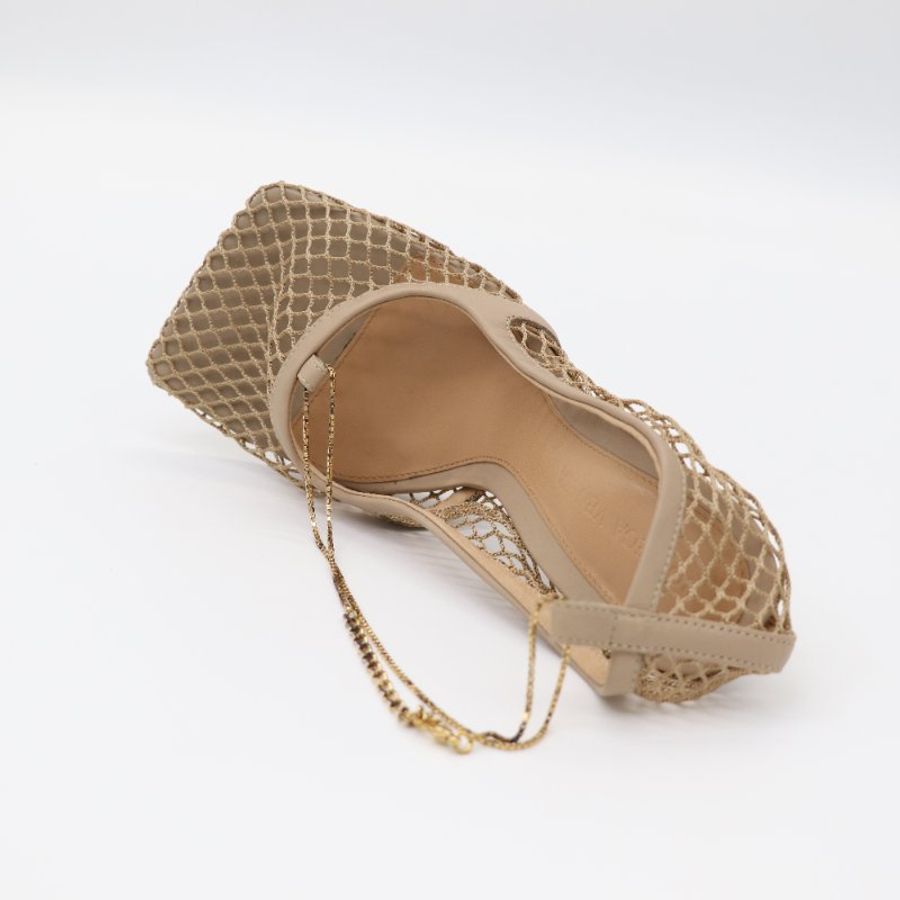 Bottega Veneta 寶緹嘉 奶茶色 洞洞 鏈條 跟鞋 EU35 1/2-4