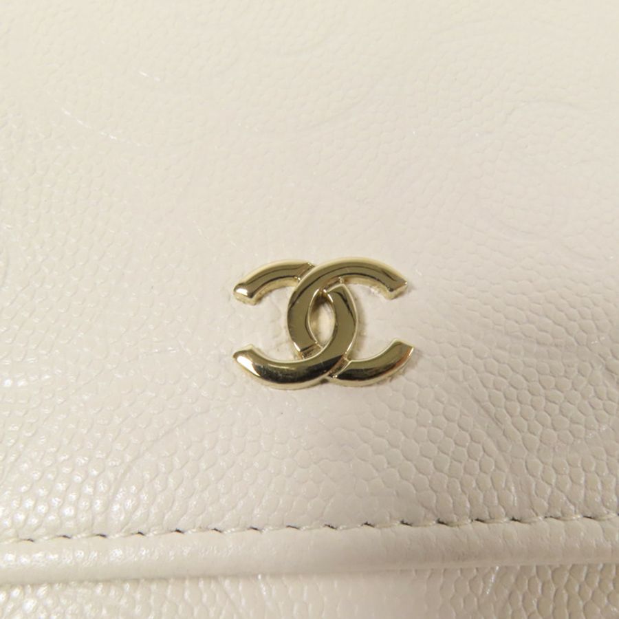 CHANEL 牛皮皮革WOC Wallet On Chain金扣鏈帶肩背袋-10