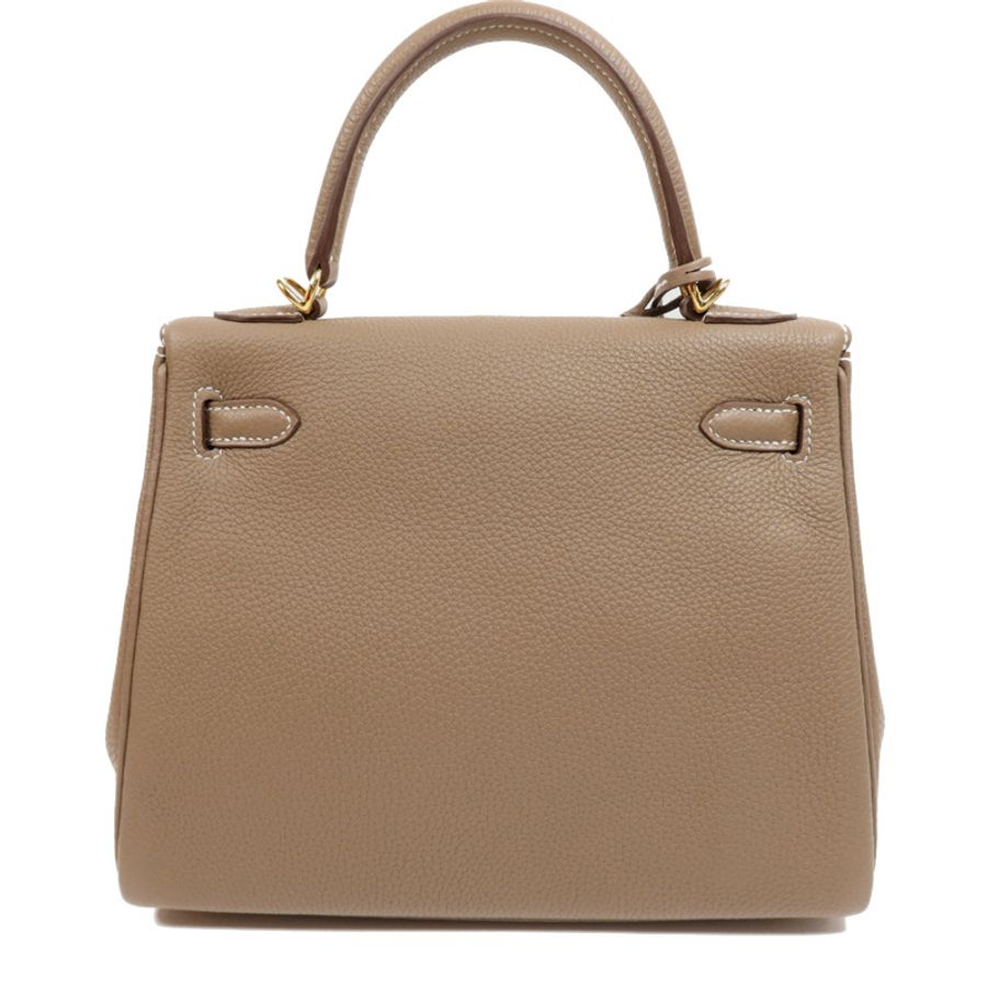 HERMES 【激減優惠】Togo皮革Kelly 25金扣手挽肩背兩用袋Etoupe-3