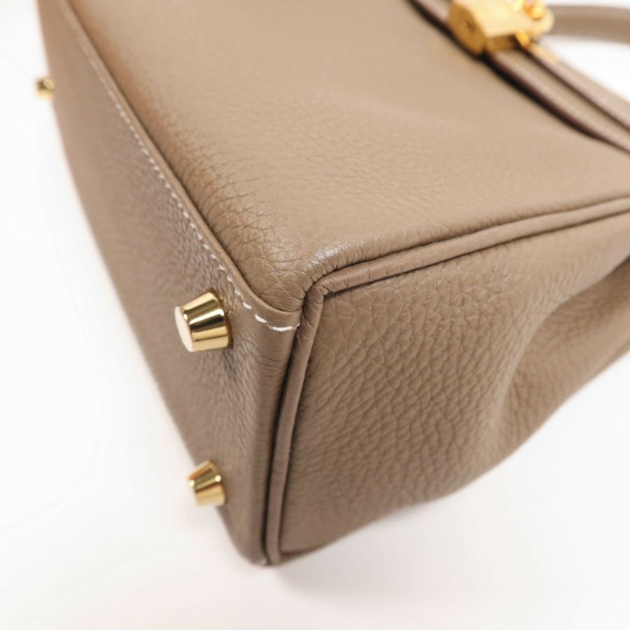 HERMES 【激減優惠】Togo皮革Kelly 25金扣手挽肩背兩用袋Etoupe-5