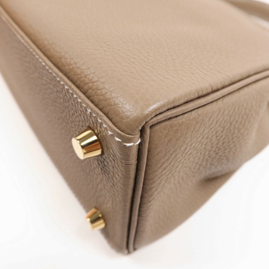 HERMES 【激減優惠】Togo皮革Kelly 25金扣手挽肩背兩用袋Etoupe-7