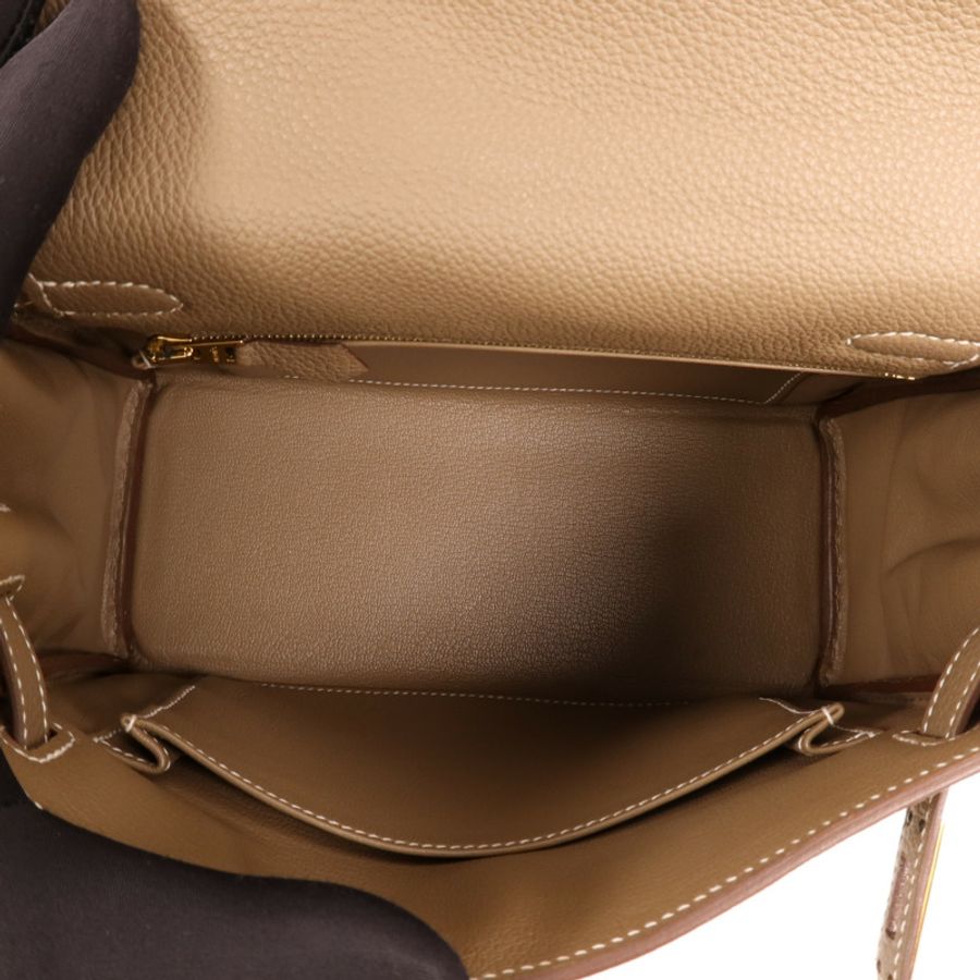 HERMES 【激減優惠】Togo皮革Kelly 25金扣手挽肩背兩用袋Etoupe-12