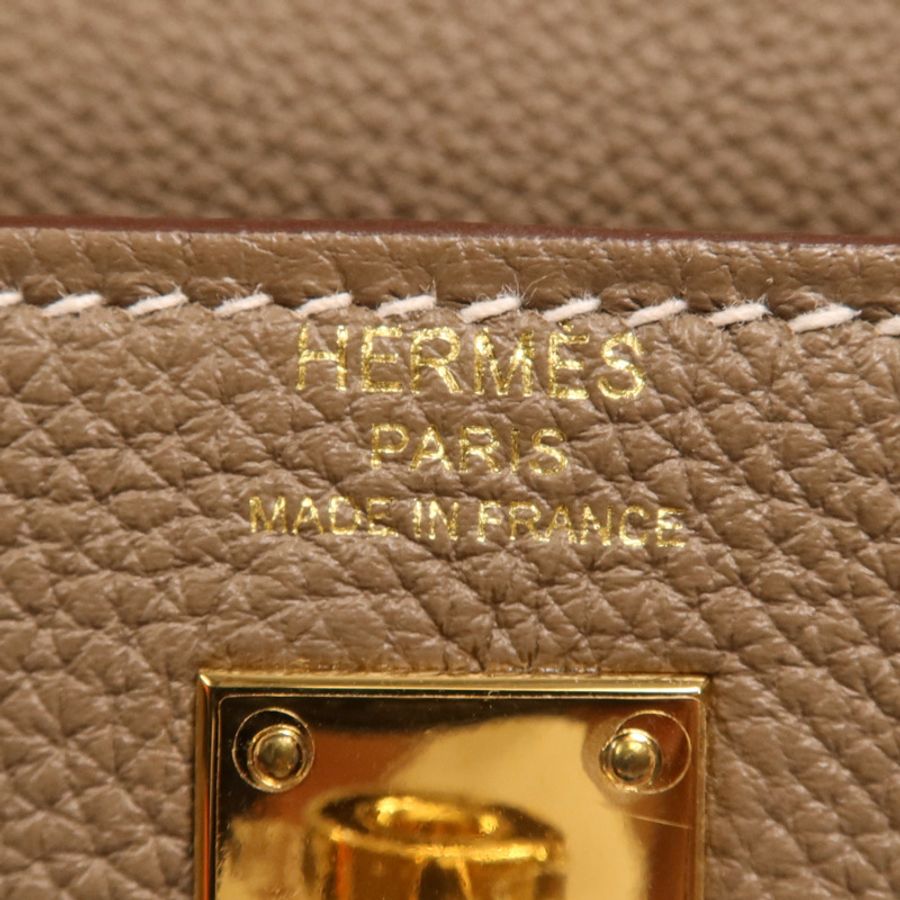 HERMES 【激減優惠】Togo皮革Kelly 25金扣手挽肩背兩用袋Etoupe-14
