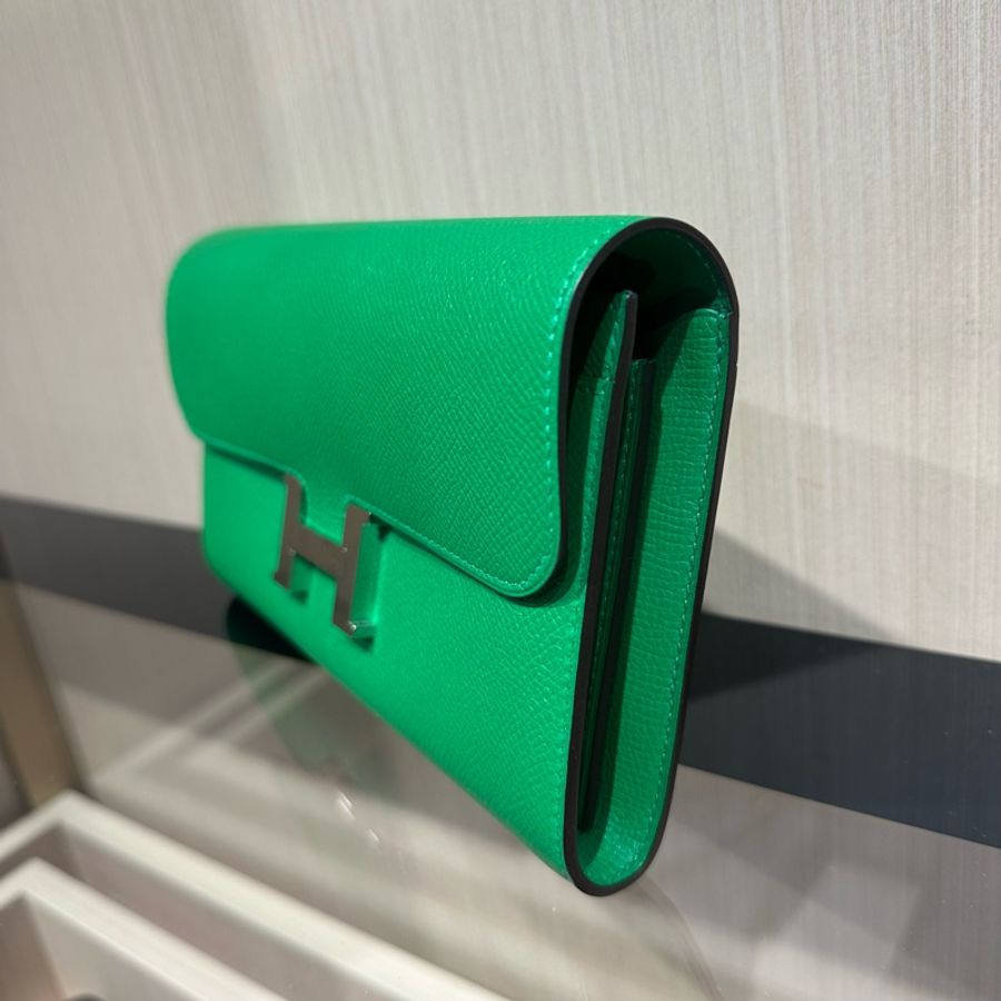 爱马仕Hermes 康康 银扣绿色钱包 长钱包-12