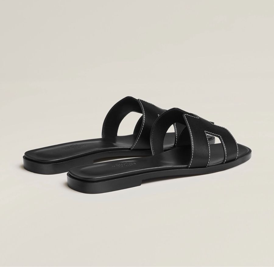 Hermes Black Oran 經典黑色走白線 涼鞋拖鞋 全新連盒連包裝39.0-1