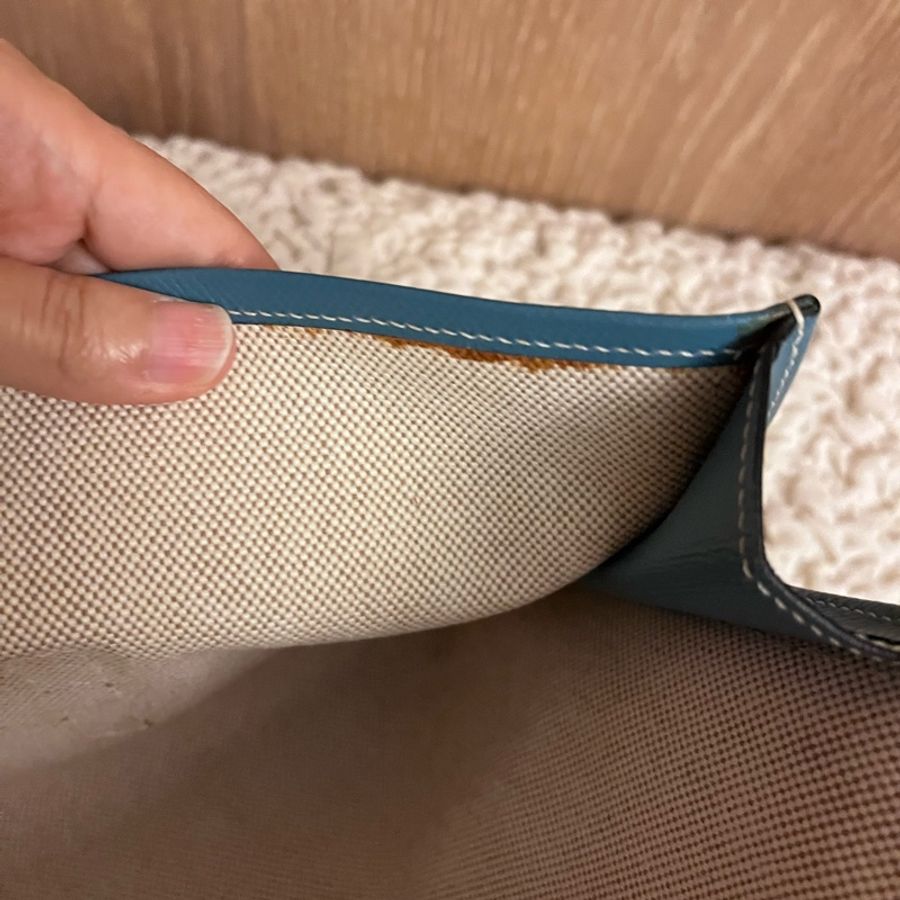 Hermes 中古Jige手拿包.撞色.土耳其藍.絕版品-9