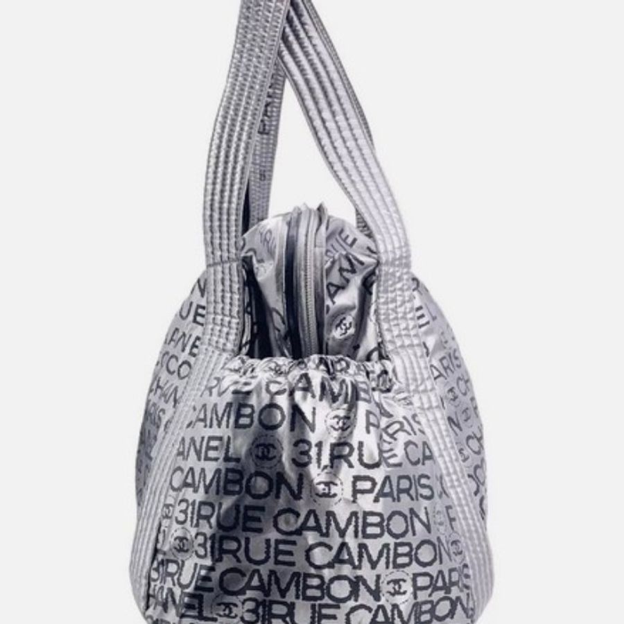 8成新 Chanel Nylon Silver Shoulder Bag-4